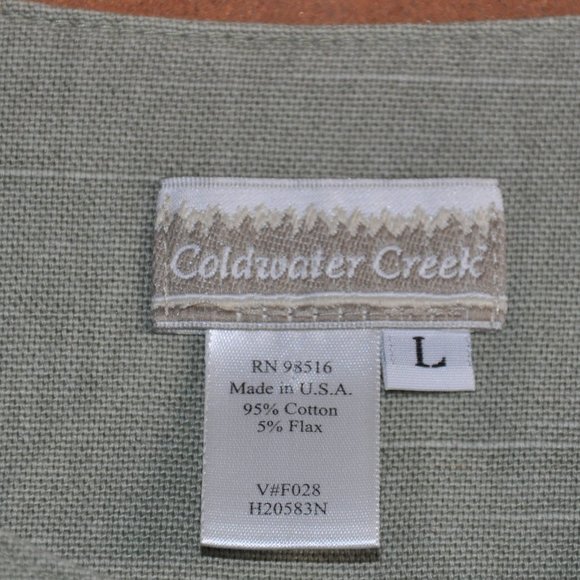 Coldwater Creek Sage Green Botanical Floral Print Button Up Jacket Coat L - Picture 8 of 8